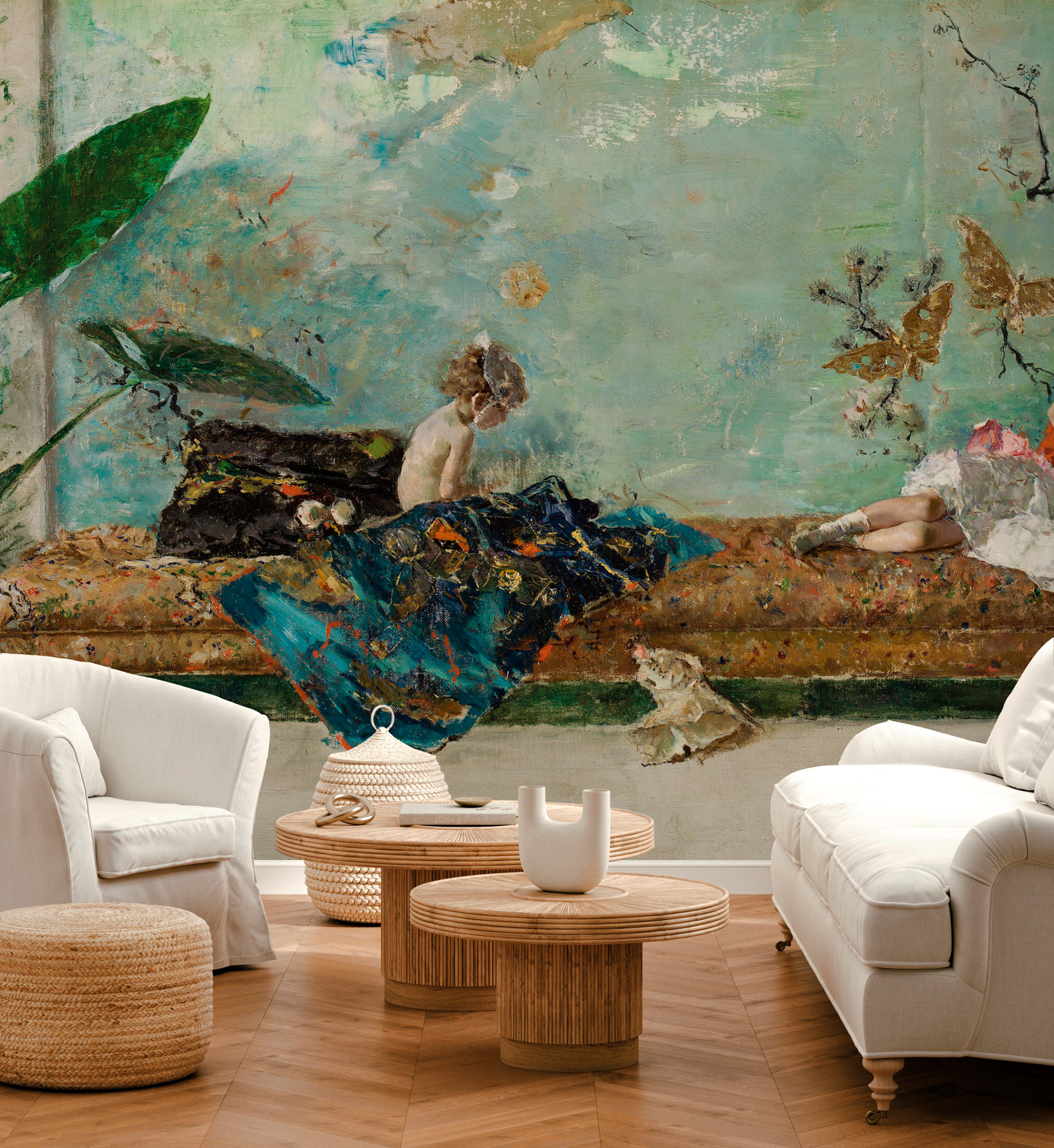 H0022 MURAL "LOS HIJOS DEL PINTOR EN EL SALÓN JAPONÉS" MULTICOLOR - Imagen 2