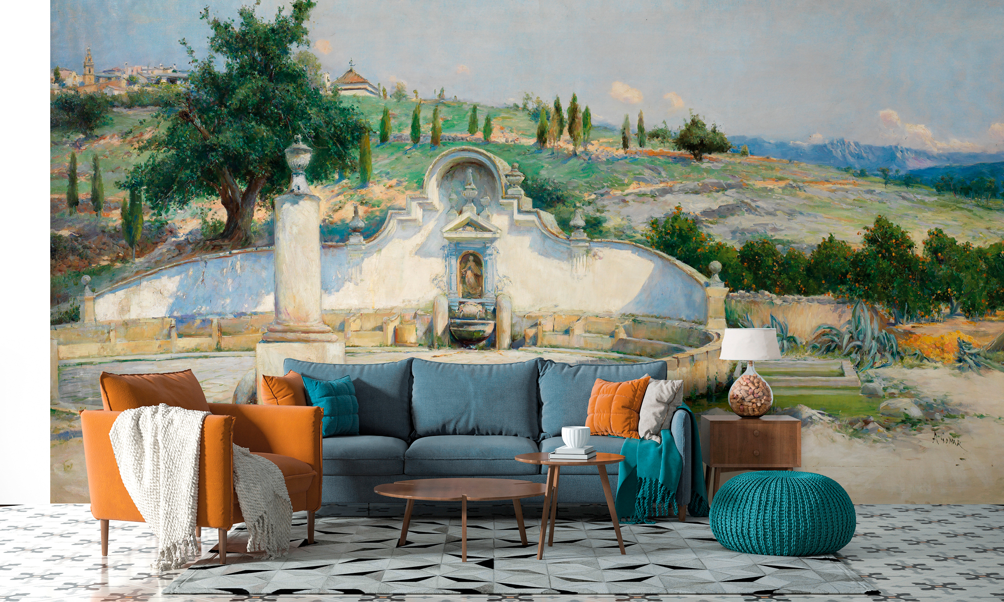 H0023 MURAL "FUENTE DE SAN PASCUAL EN GENOVÉS" MULTICOLOR - Imagen 2